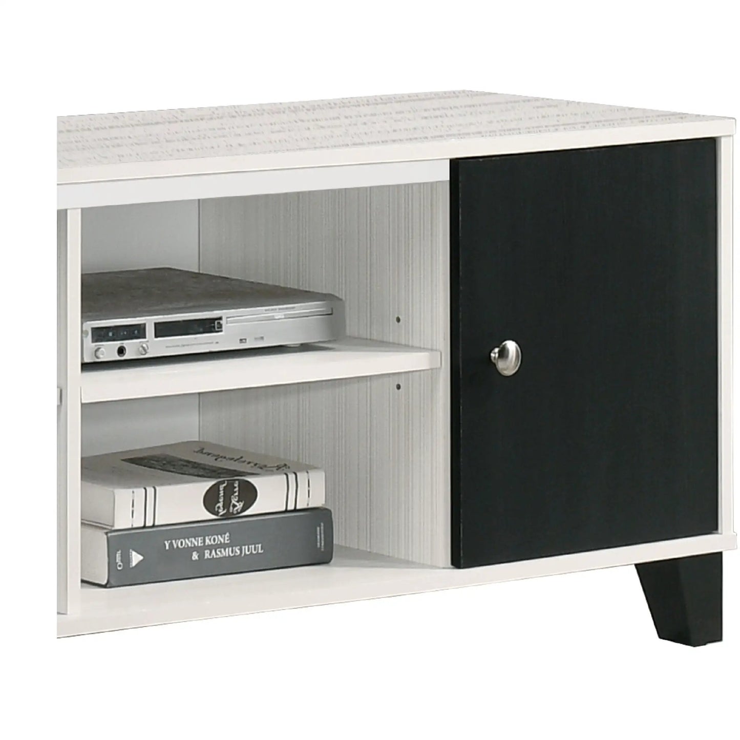 Two Tone TV Stand With Open Shelves Storage