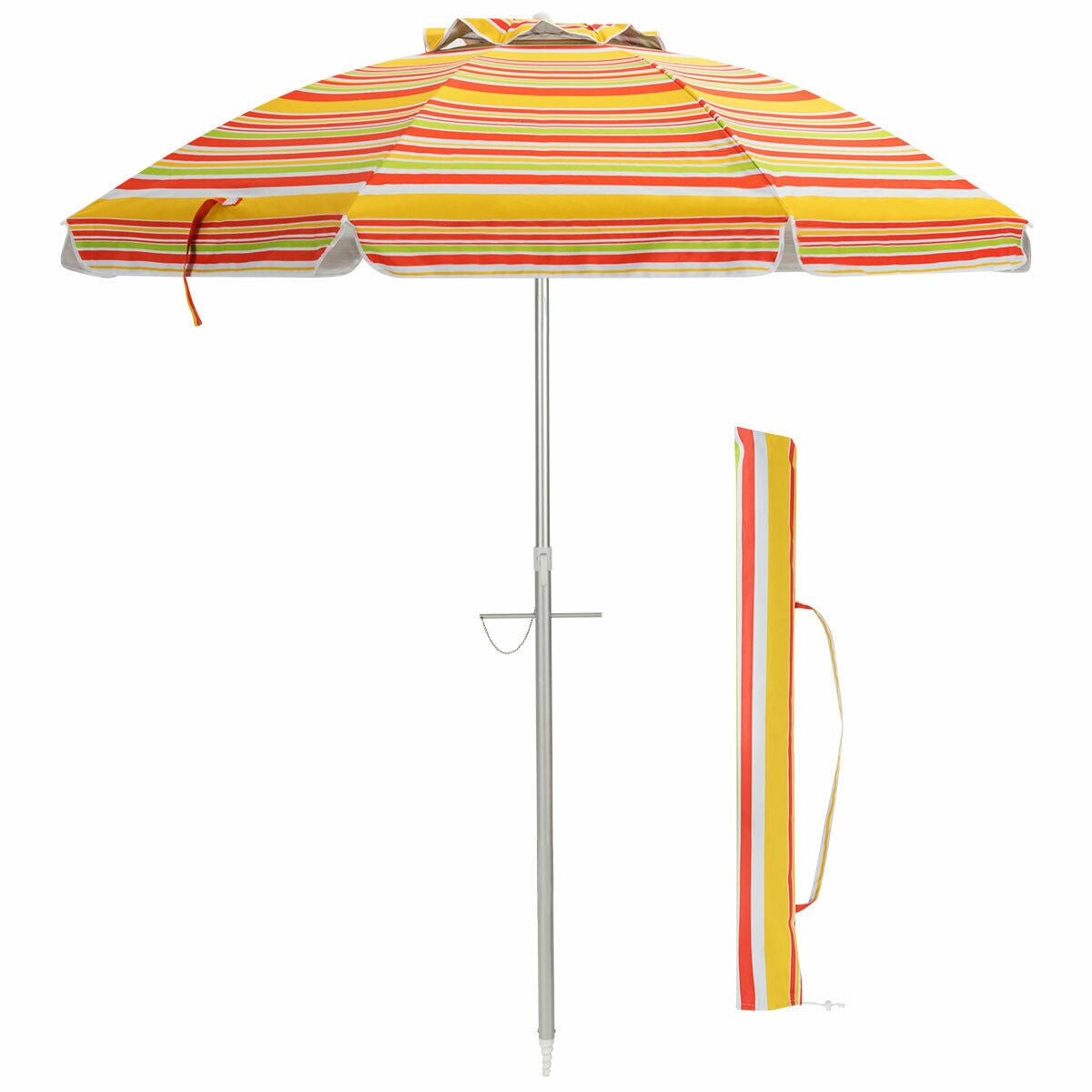 Sombrilla de playa de 6.5 pies con bolsa de transporte sin base de peso - Multicolor