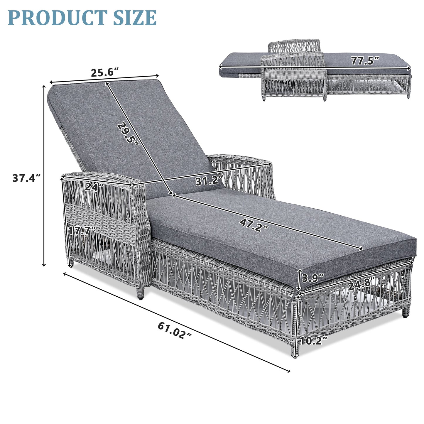GO Outdoor Reclining Chaise with Armrests and Cushions on wicker sunlounger on Tampa Home & Garden Store