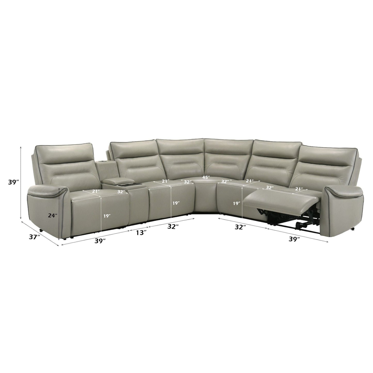 Jayke Power Motion Sectional Sofa gray reclining chaise longue by HouseOfZazla on Tampa Home & Garden Store