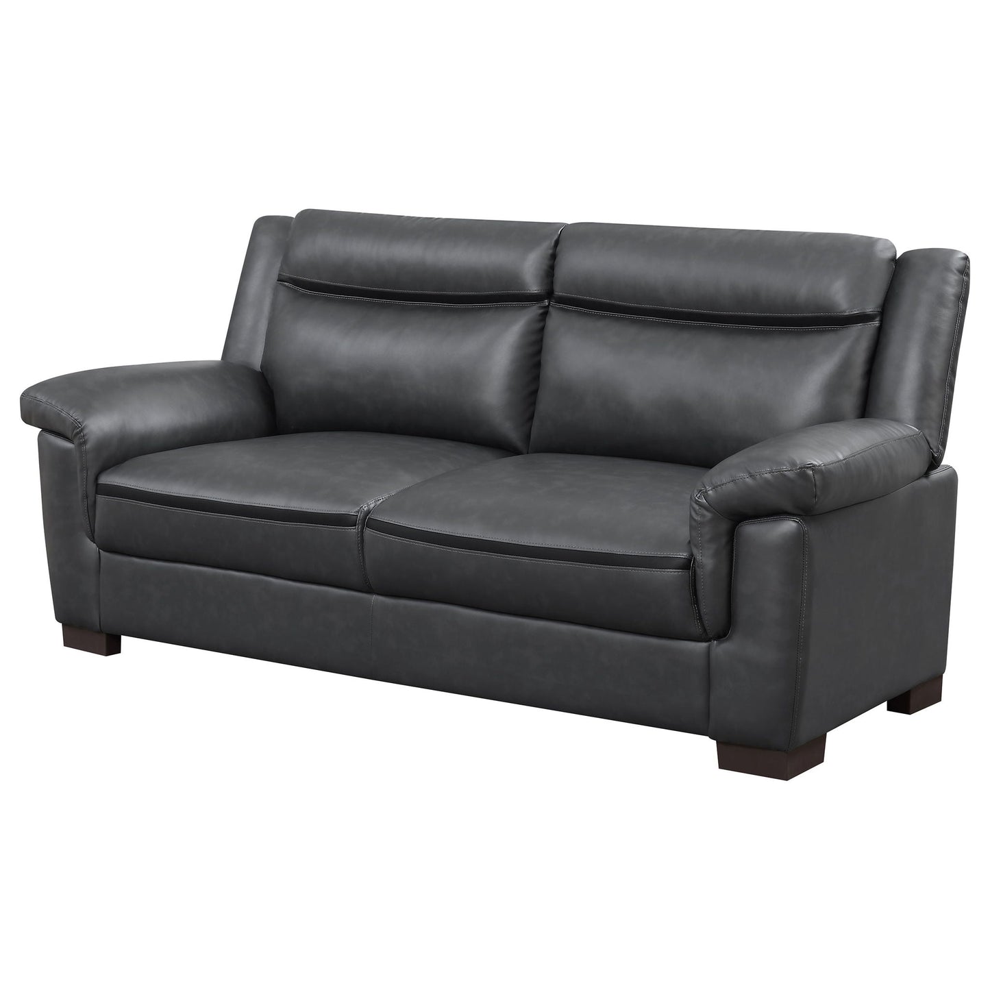 Contemporary Gray Sofa with Leatherette Finish