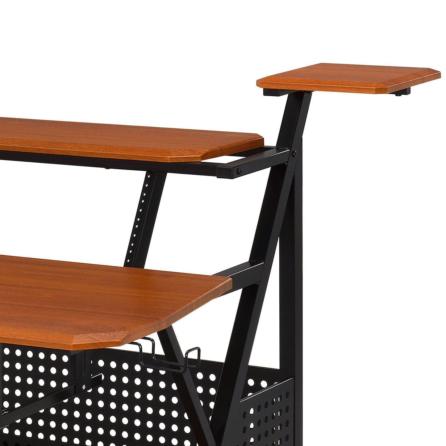 Willow Versatile Music Desk by HouseOfZazla, wooden top on black metal power station frame on Tampa Home & Garden Store