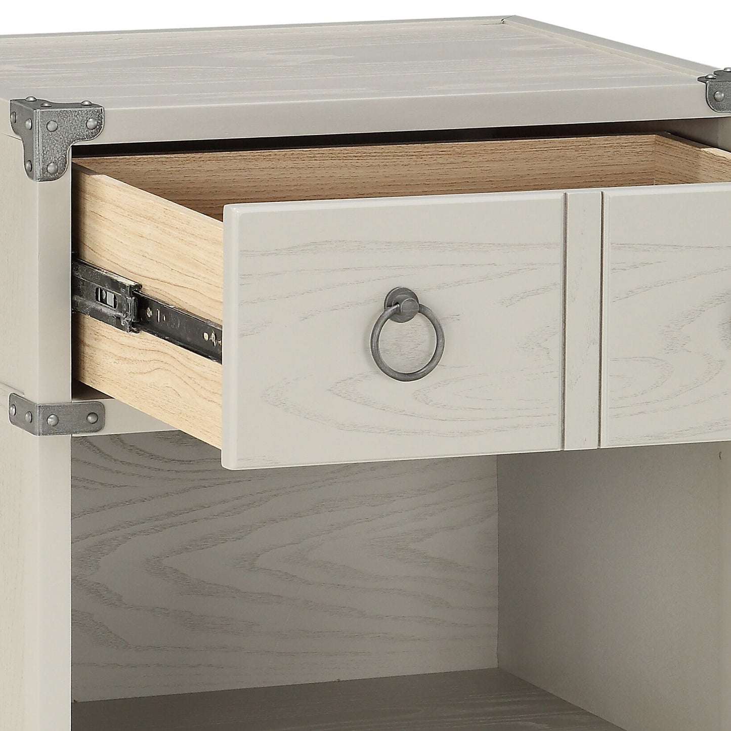 Orchest Gray Nightstand, two-drawer accent table with gray finish and ring pulls on Tampa Home & Garden Store