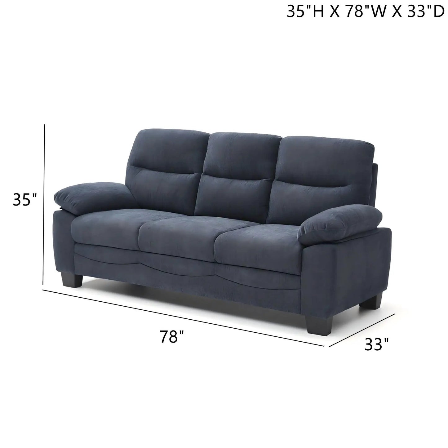 Summerton sofa with pillow top arms, dark blue fabric, Unique Piece Furniture, on Tampa Home & Garden Store
