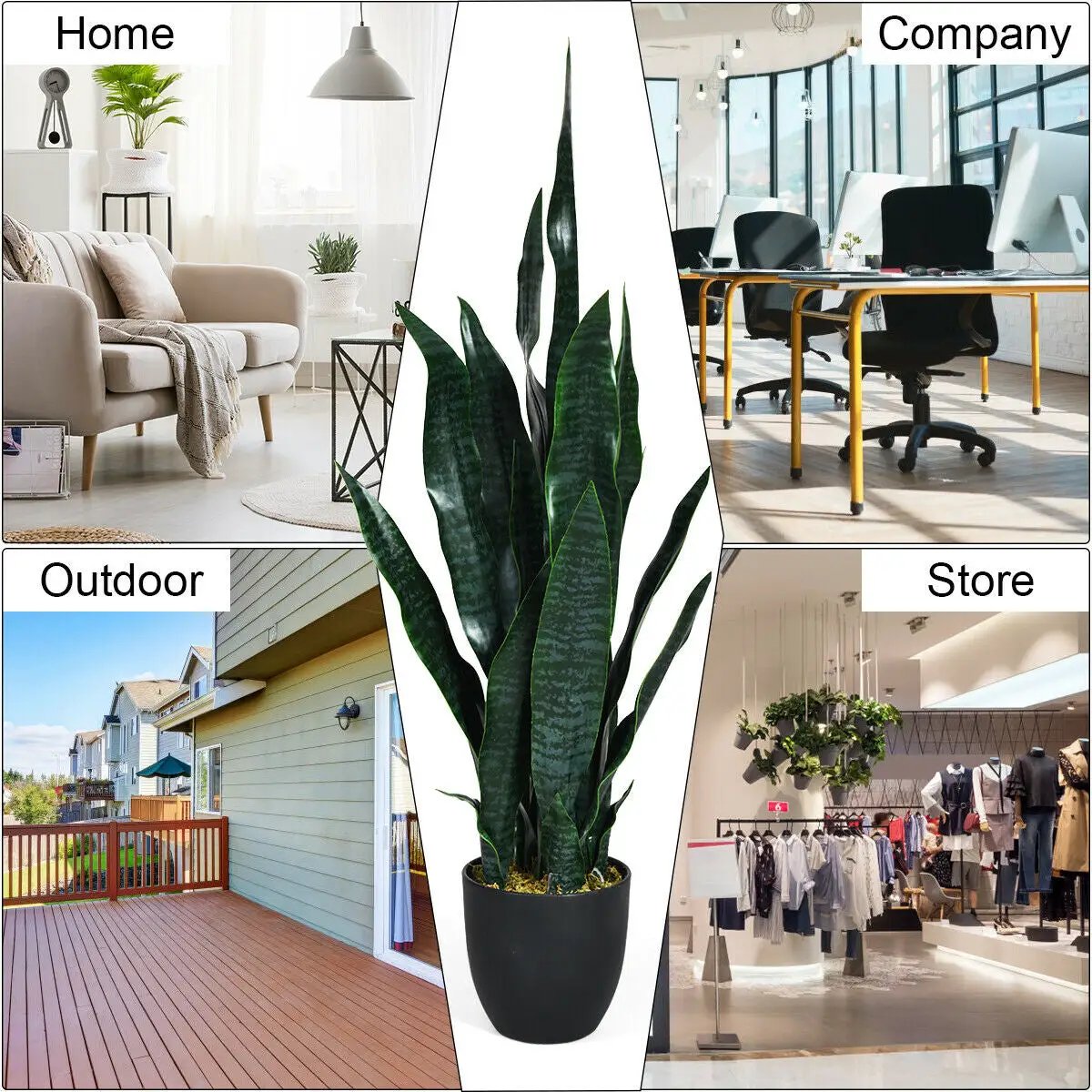 35.5 Inch Indoor-Outdoor Artificial Fake Snake Plant - Tampa Home & Garden Store