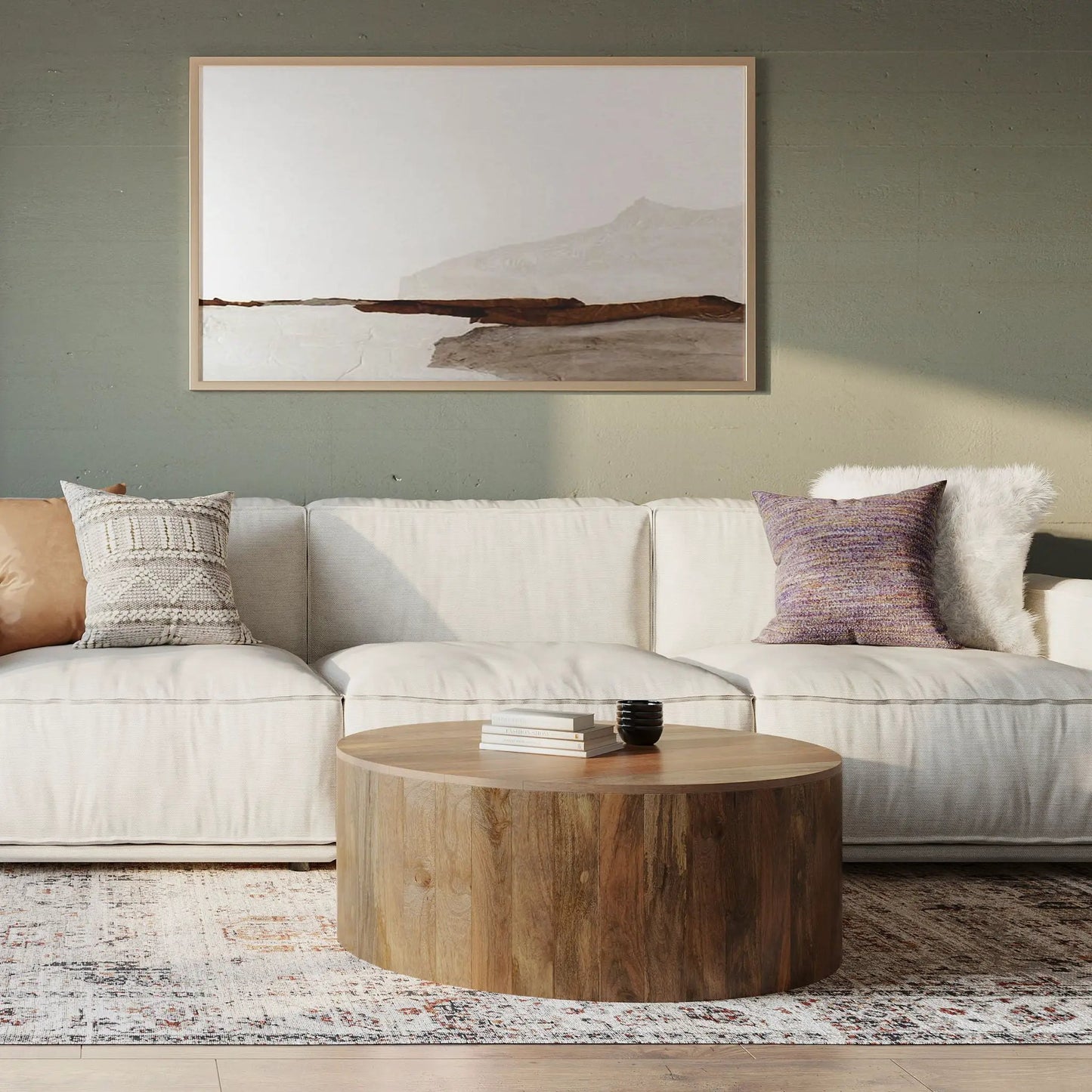 Millbury Drum Coffee Table natural wood round cylindrical design by Unique Piece Furniture on Tampa Home & Garden Store