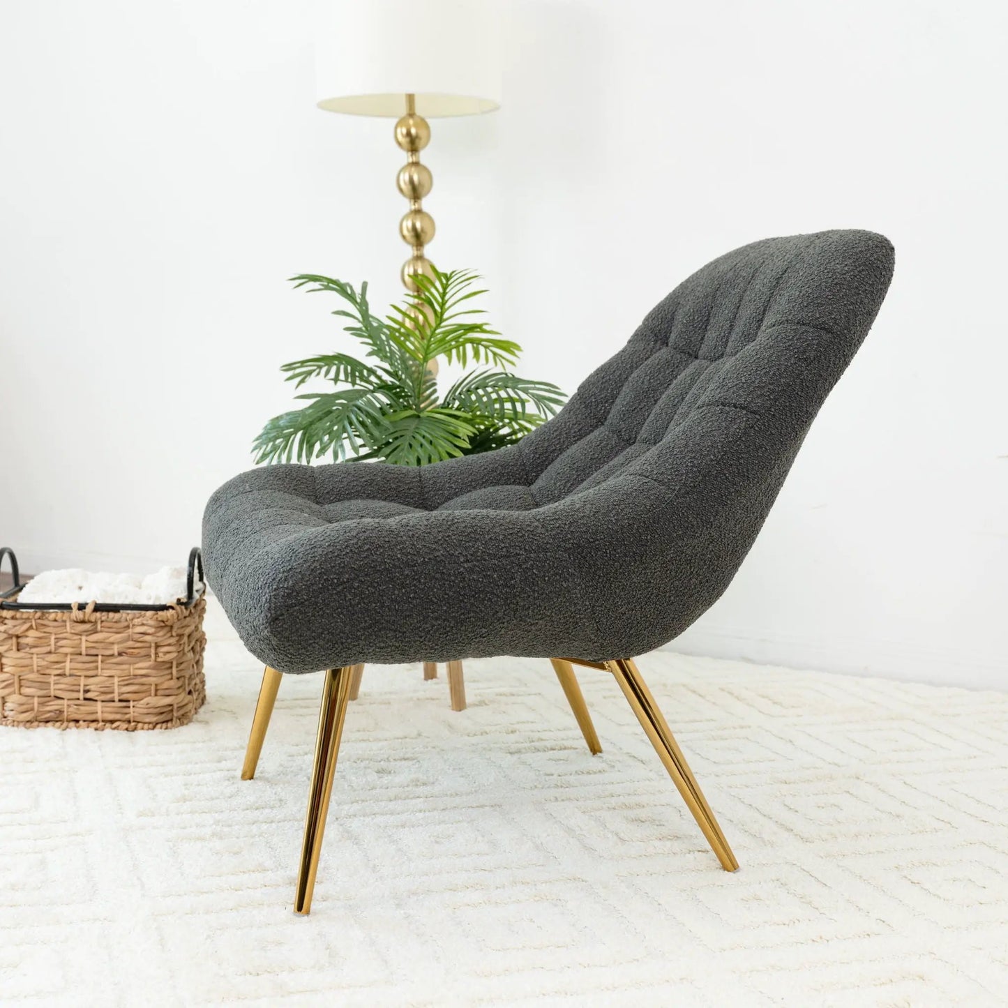 Aubrey French Boucle Lounge Chair Gray Fabric