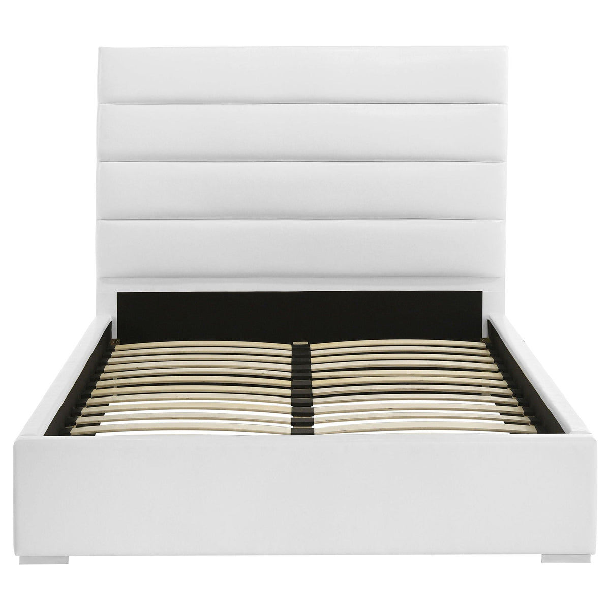 Dulcey platform bed frame white upholstered sides with slatted wooden base on Tampa Home & Garden Store