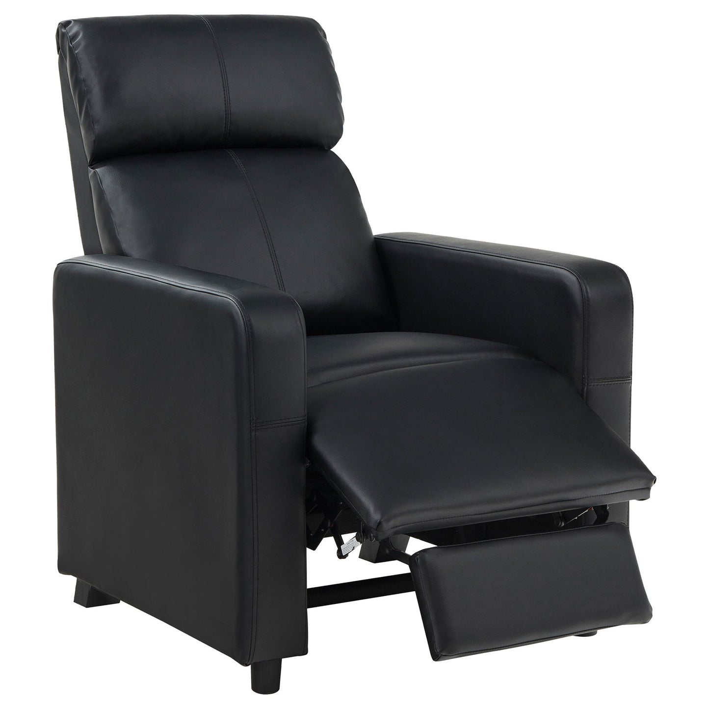 Push Back Recliner black premium leather reclining chaise lounge chair with footrest on Tampa Home & Garden Store