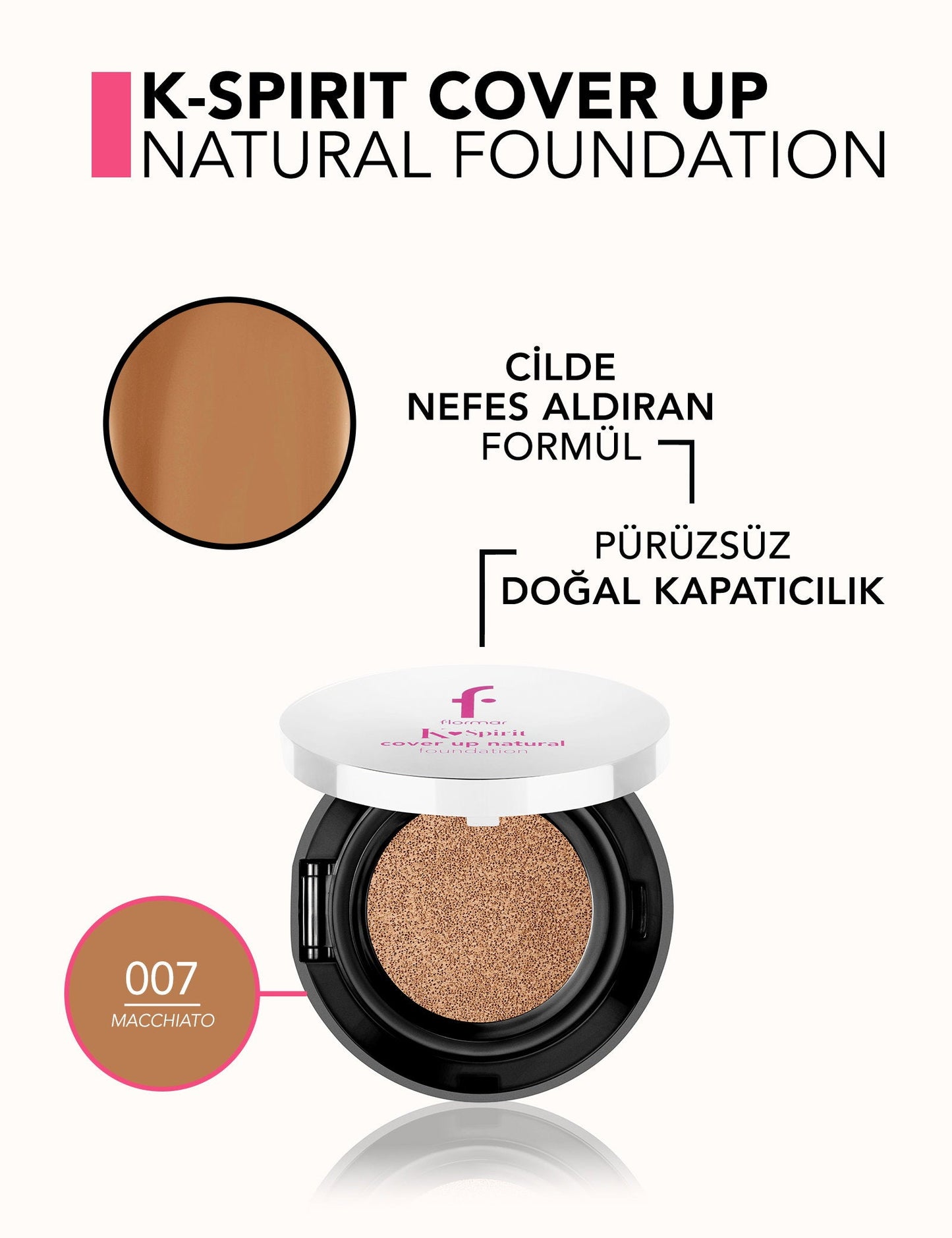 Beauty Care Bag Flormar K-Spirit Cover Up Cushion Foundation shade 007 Macchiato compact lid Tampa on Tampa Home & Garden Store