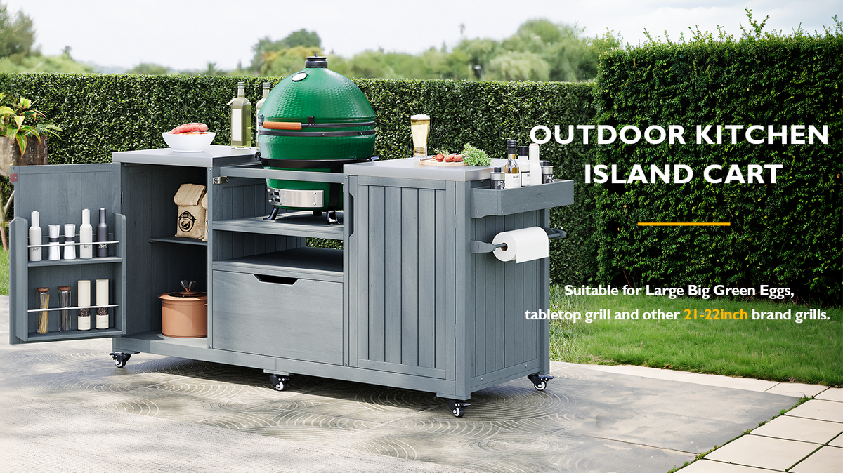 K&K 66.5in Outdoor Kitchen Island Cart for Big Green Egg grills by HouseOfZazla on Tampa Home & Garden Store