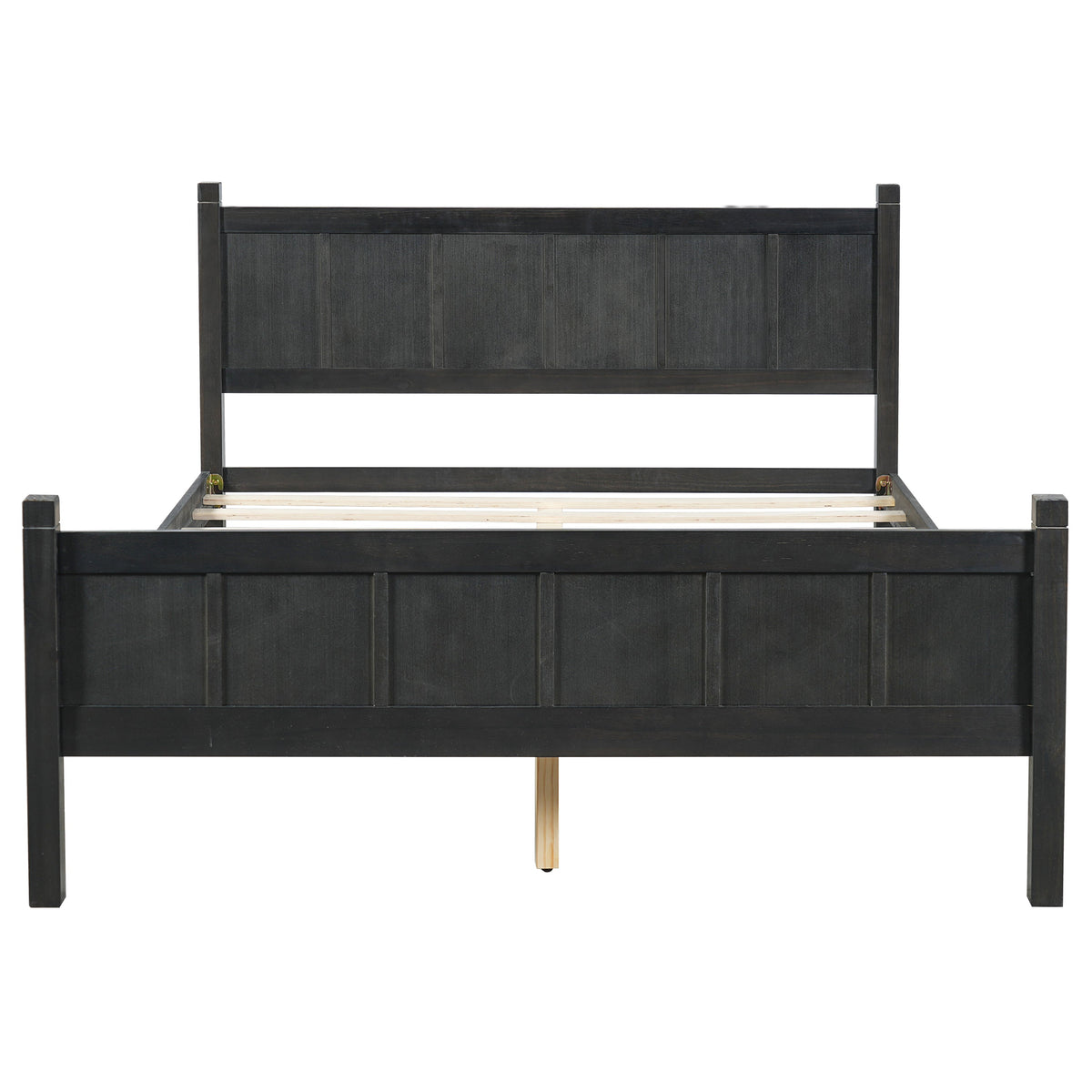 Queen Size Flat Panel Bed in dark charcoal wood by HouseOfZazla with slat base on Tampa Home & Garden Store
