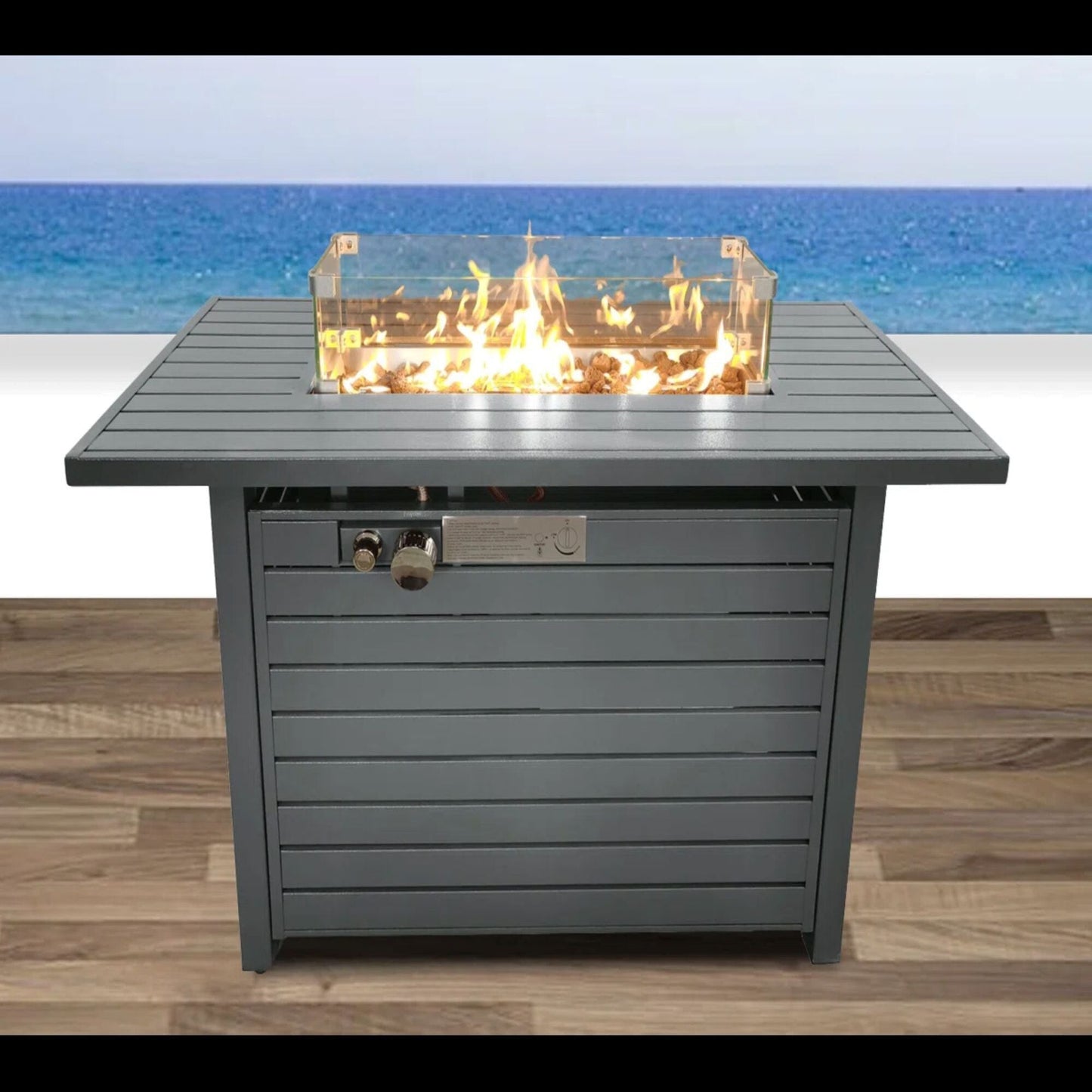 Propane Outdoor Fire Pit Table and Steel Lid