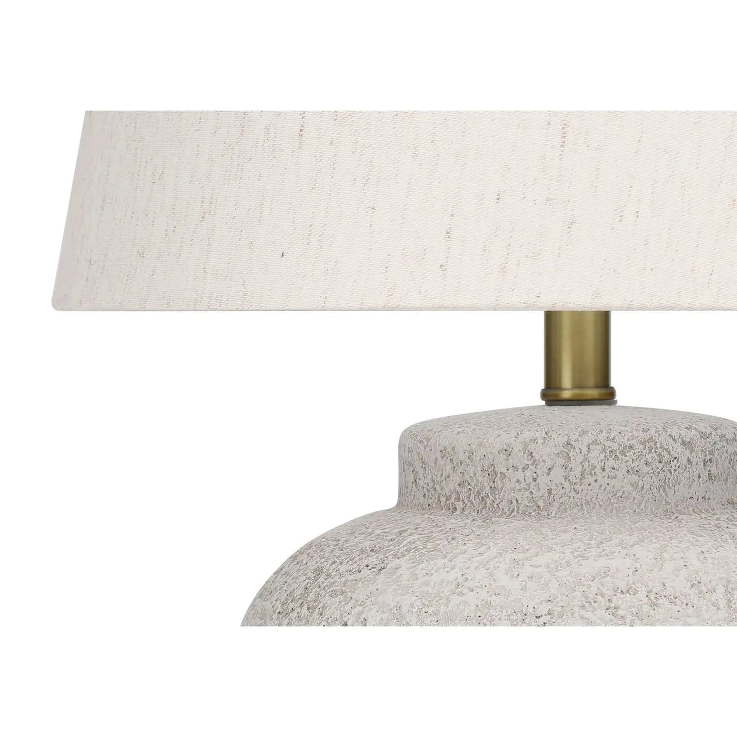 Table lamp with cream textured shade, brass stem, concrete base by Unique Piece Furniture on Tampa Home & Garden Store