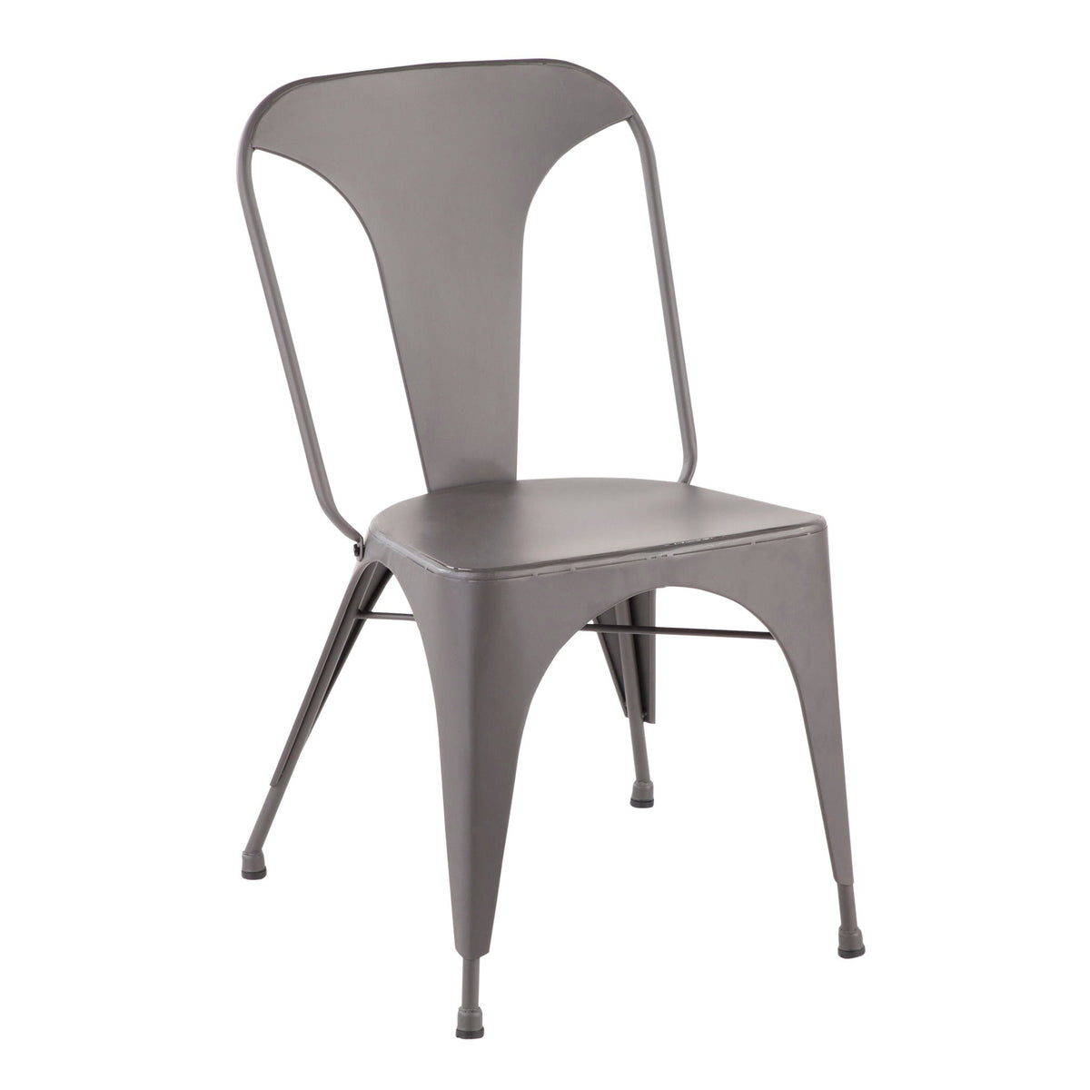 Industrial metal dining chair, matte gray with curved back on Tampa Home & Garden Store