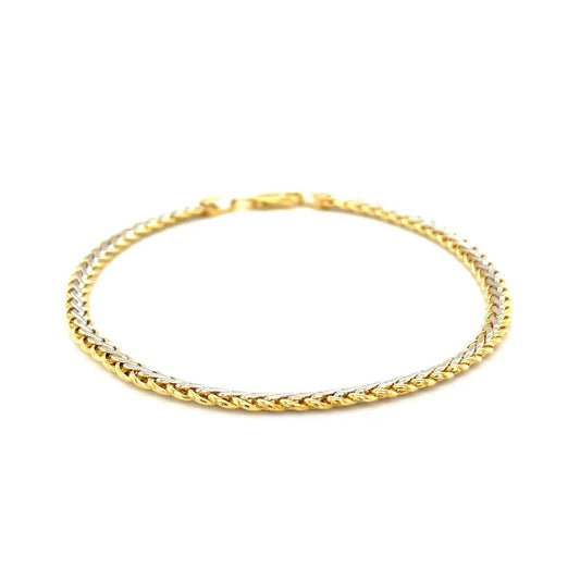 Two-Tone Wheat Chain Bracelet, 10k yellow and white gold by Bids on Tampa Home & Garden Store
