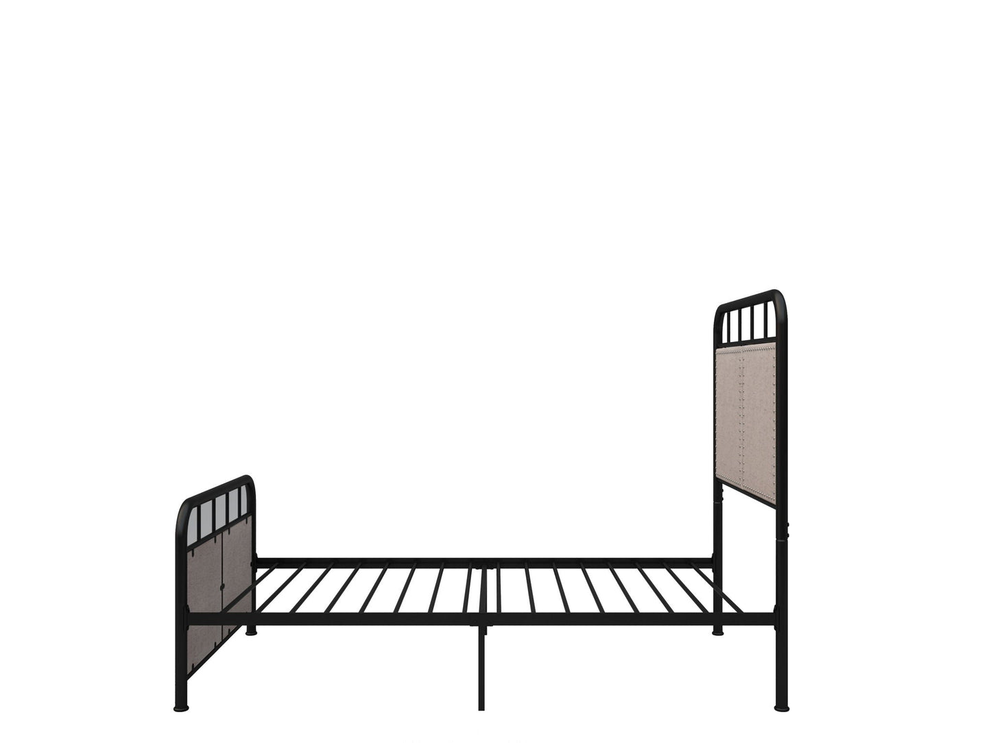 Twin Size Linen and Metal Upholstered Bed Frame