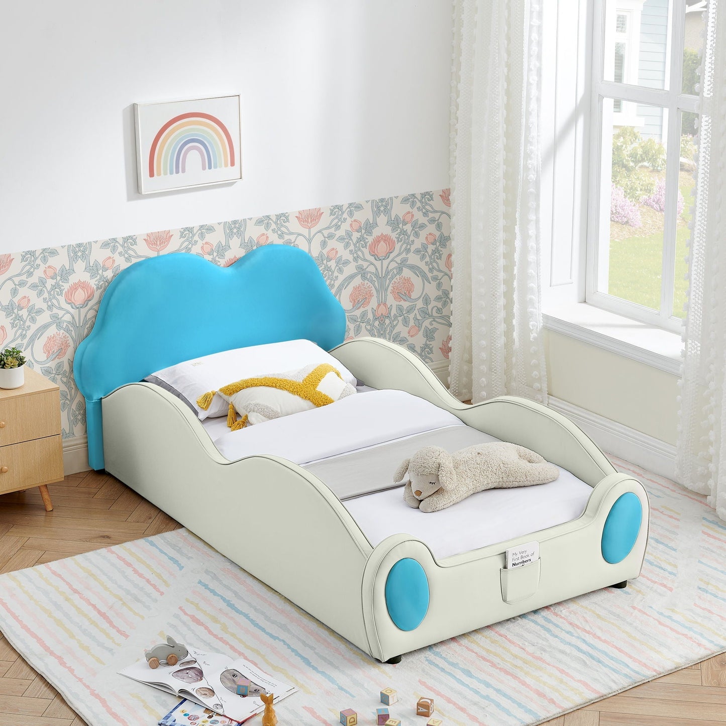 Cloud Shape Bed With Guardrails and Kid Storage