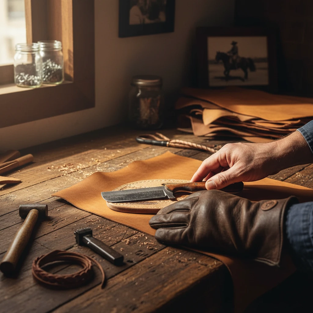 The Wrangler custom handmade bull cutter knife with rasp steel blade and natural wood handle on Tampa Home & Garden Store