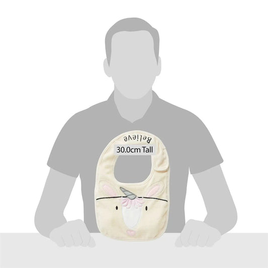 Unicorn Baby Bib with Believe Embroidery, cream fabric by The Country Christmas Loft on Tampa Home & Garden Store