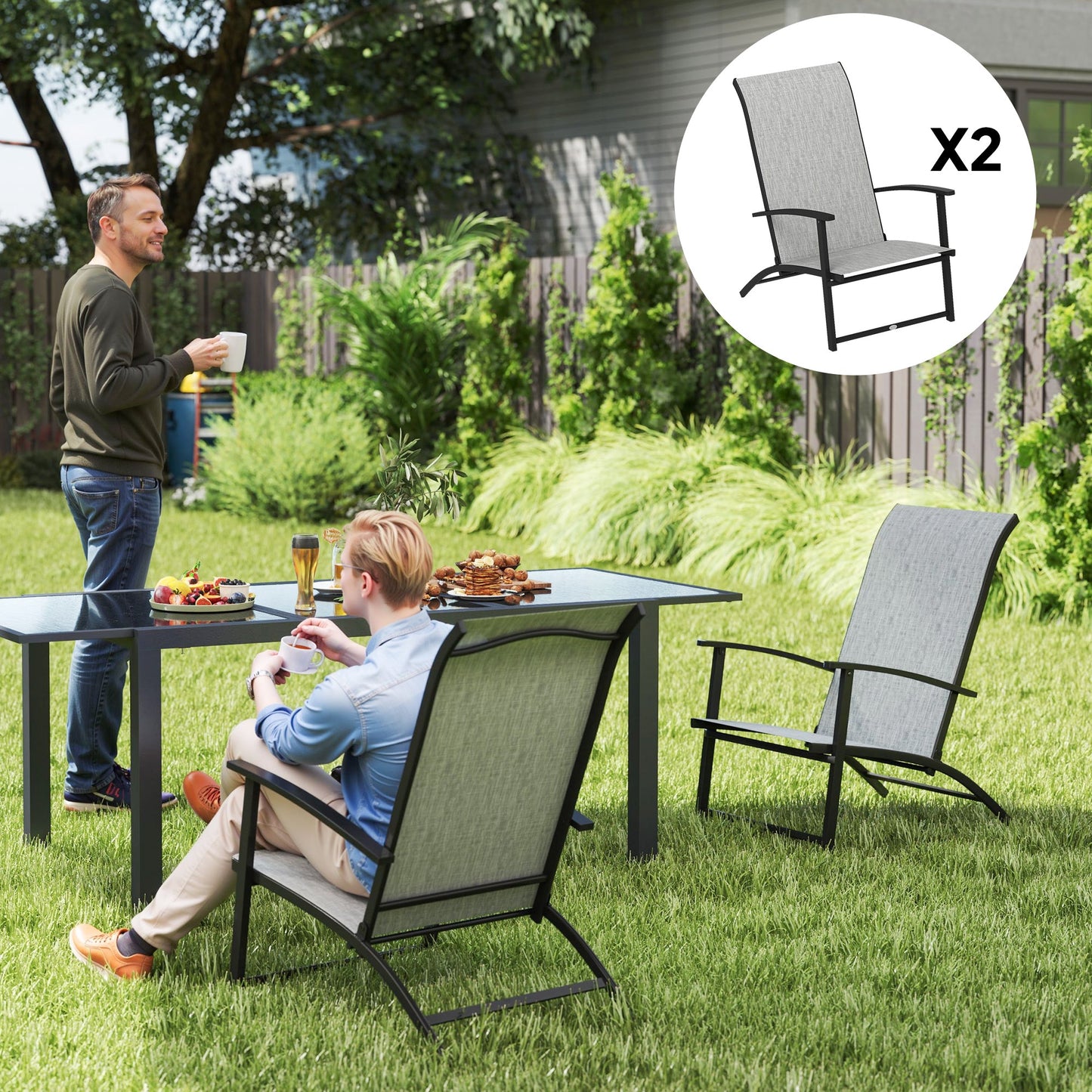 Portable Folding Patio Chairs and Metal Frame
