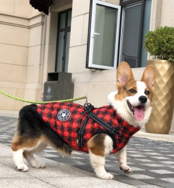 Pet Zen red plaid hooded dog coat for small dogs, warm winter jacket on Tampa Home & Garden Store