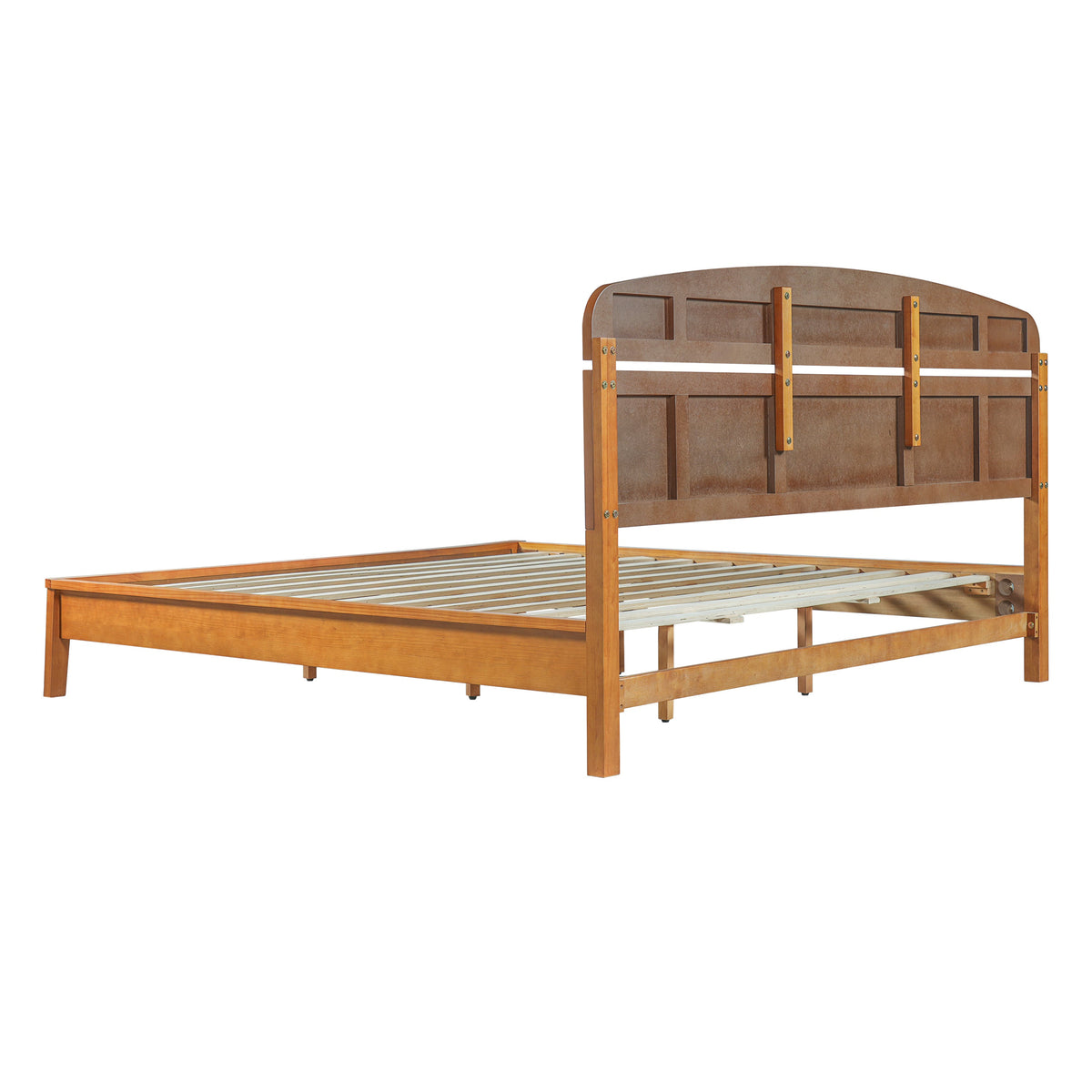 King Size Solid Wood Platform Bed with Curved Headboard by HouseOfZazla, wood finish frame on Tampa Home & Garden Store