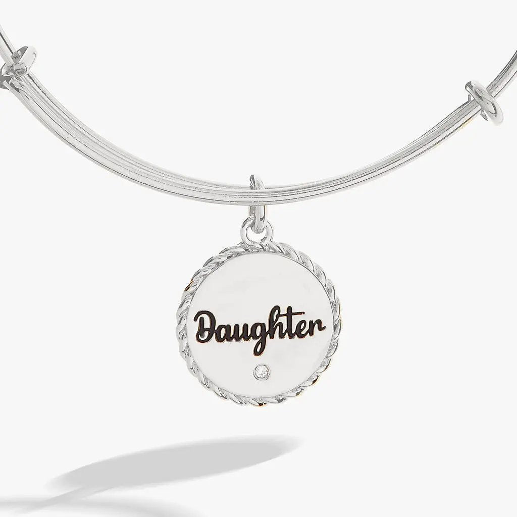 Daughter Charm Bangle With Engraved Crystal