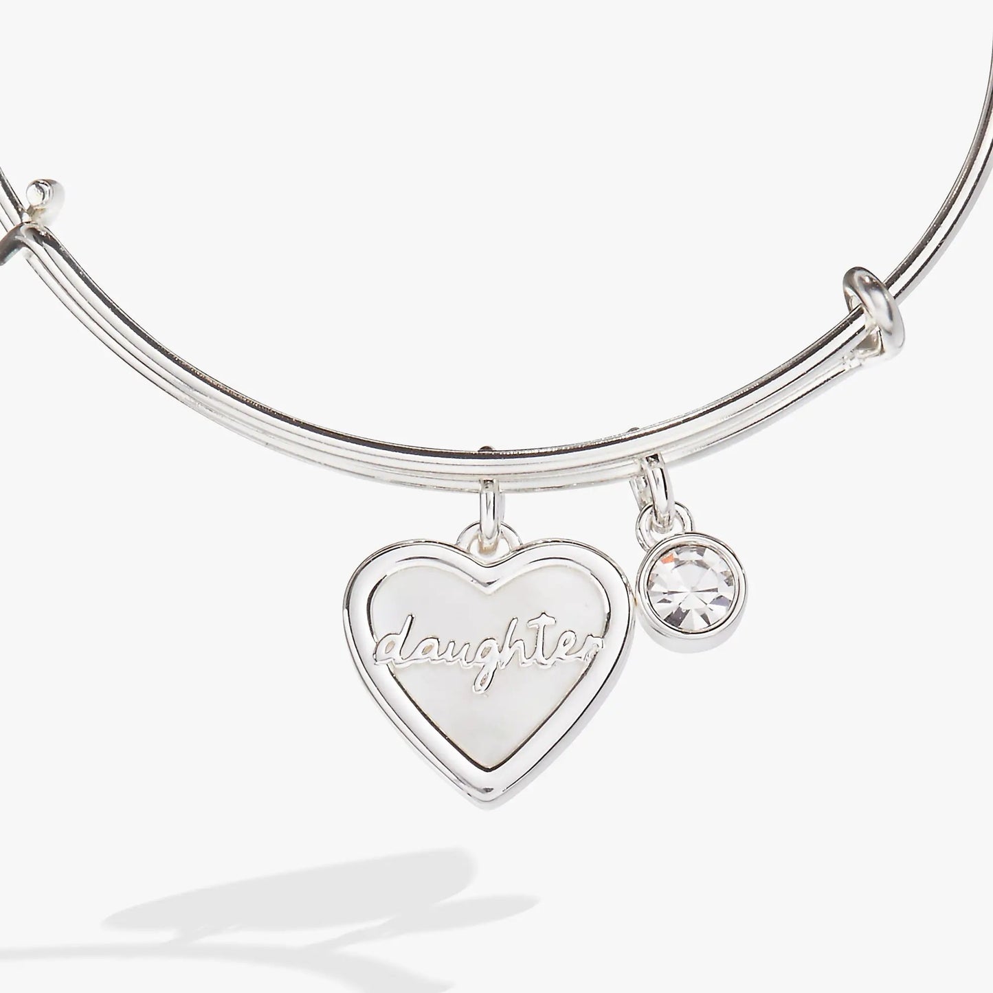 Daughter Mother of Pearl Heart Bangle Bracelet