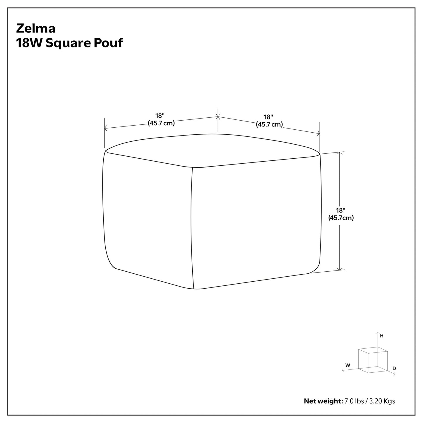 Zelma Woven Outdoor and Indoor Pouf Cream