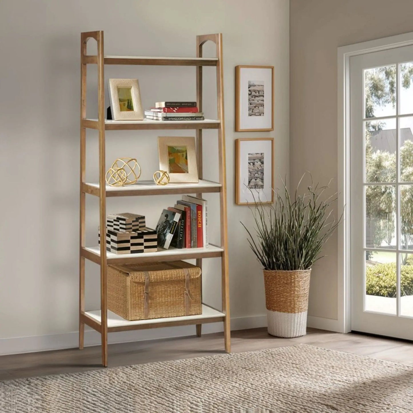 Parker Bookcase with Five Shelves Off White