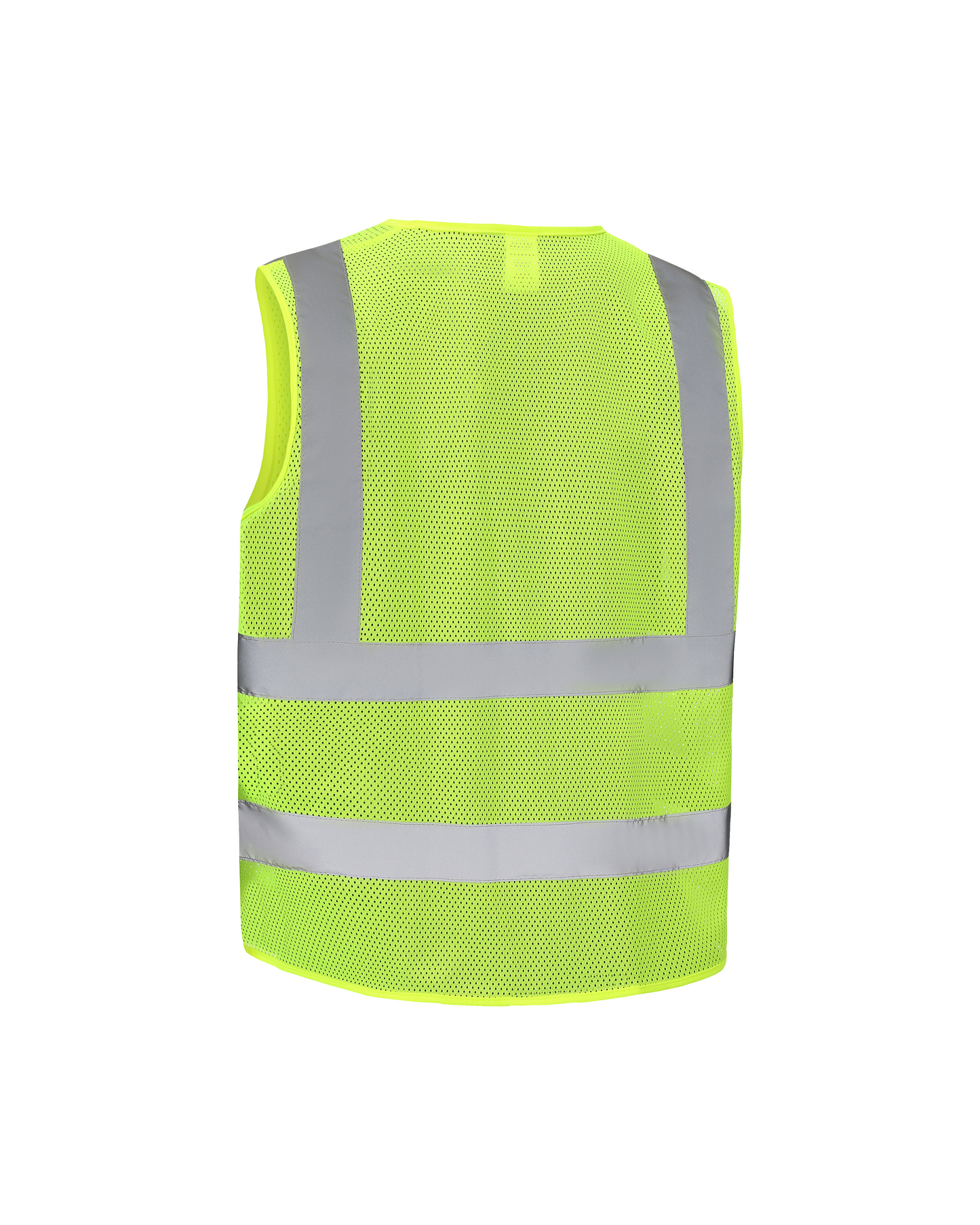 Kiwi High Visibility ANSI Class 2 Vest in neon mesh with gray reflective bands back view on Tampa Home & Garden Store
