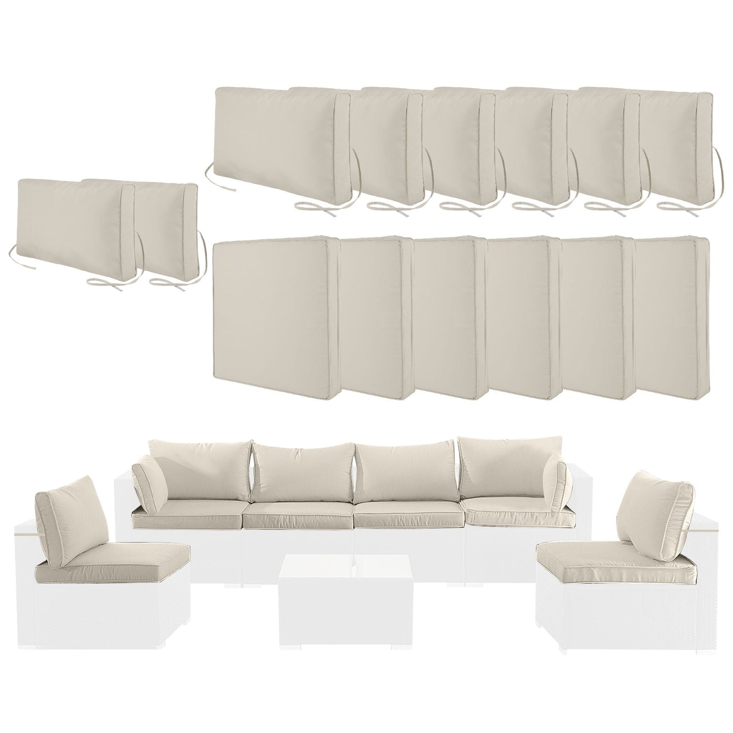 14 Pack Wicker Sofa Cushion and Back Covers
