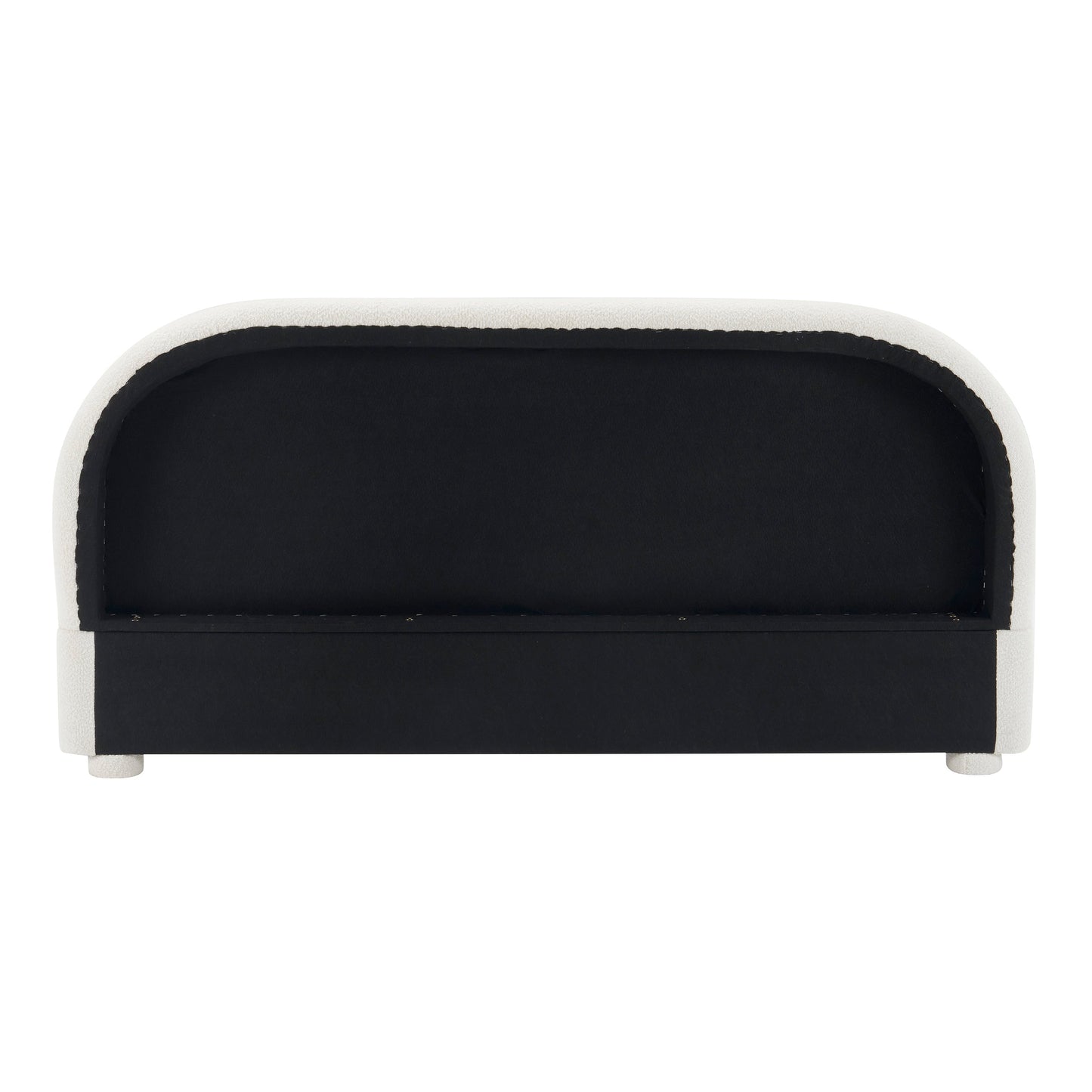 Cream style fabric upholstered bed with black inset panel, HouseOfZazla queen bed on Tampa Home & Garden Store