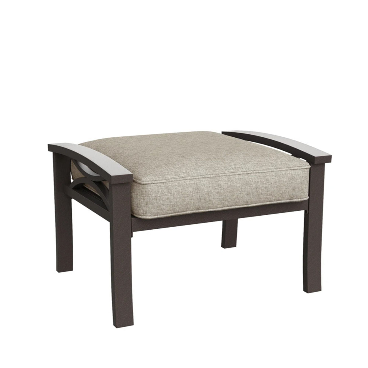 Ottomans set of 2, modern all-weather with beige fabric cushions and dark metal frame on Tampa Home & Garden Store