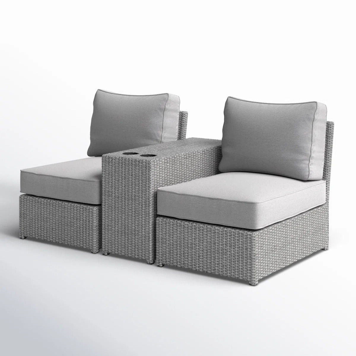 Weather Resistant Wicker Conversation Set by HouseOfZazla, gray 3-piece set with cushions on Tampa Home & Garden Store