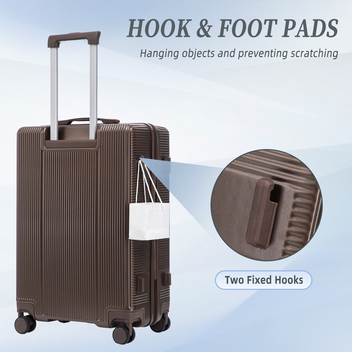 3 Piece Brown ABS Spinner Wheel Luggage Set by HouseOfZazla, hard case with ribbed texture on Tampa Home & Garden Store