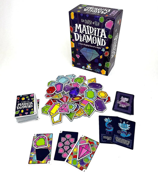 Maldita Diamond fast playing gem board game with colorful diamond tiles and a deck of cards on Tampa Home & Garden Store