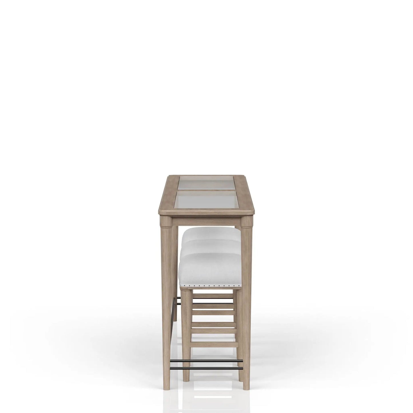 Glass Console Table With 3 Stools Frosted
