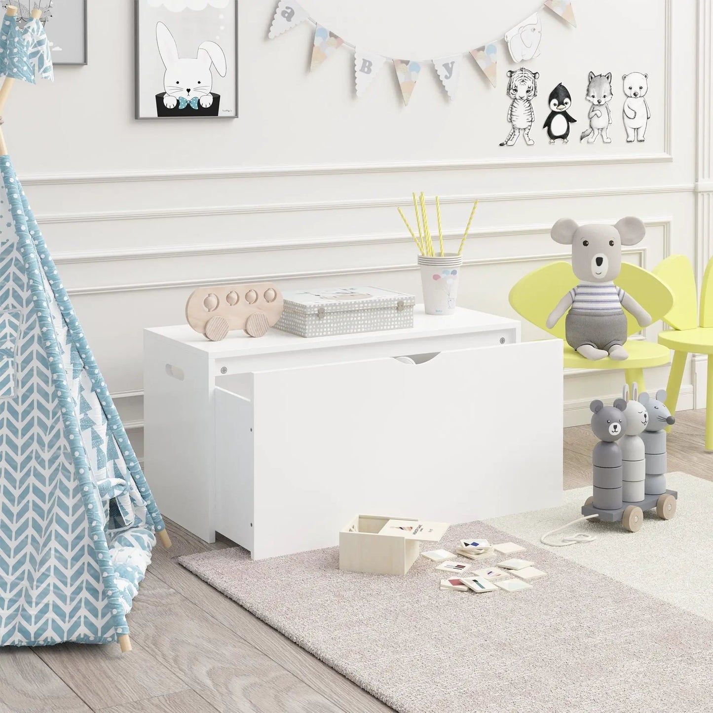 Toy Storage Organizer Rolling Drawer Chest White