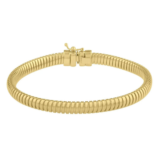 14K yellow gold tubogas bracelet with box clasp, 7 inch length, by Bids on Tampa Home & Garden Store