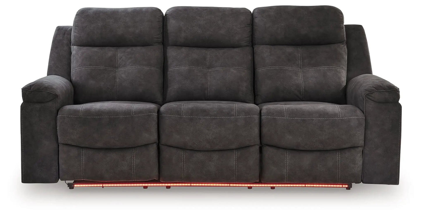 Brysonview charcoal reclining sofa by Unique Piece Furniture, three-seat, LED lighting on Tampa Home & Garden Store