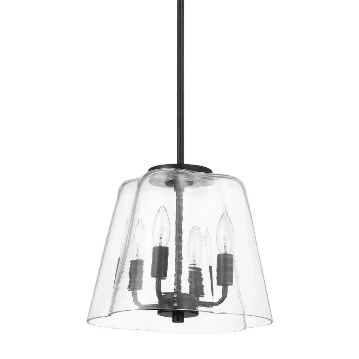 Soiree 4-candle pendant light with clear glass shade and black metal hardware on Tampa Home & Garden Store