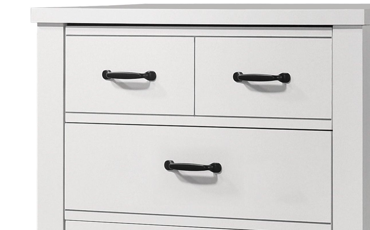 Cassini 5 Drawer Chest white with sleek black handles, HouseOfZazla accent chest on Tampa Home & Garden Store