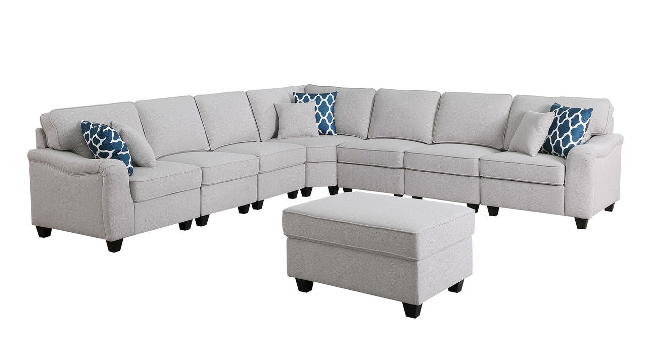 Leo Comfor modular sofa and ottoman; light gray fabric 2-piece living room set on Tampa Home & Garden Store