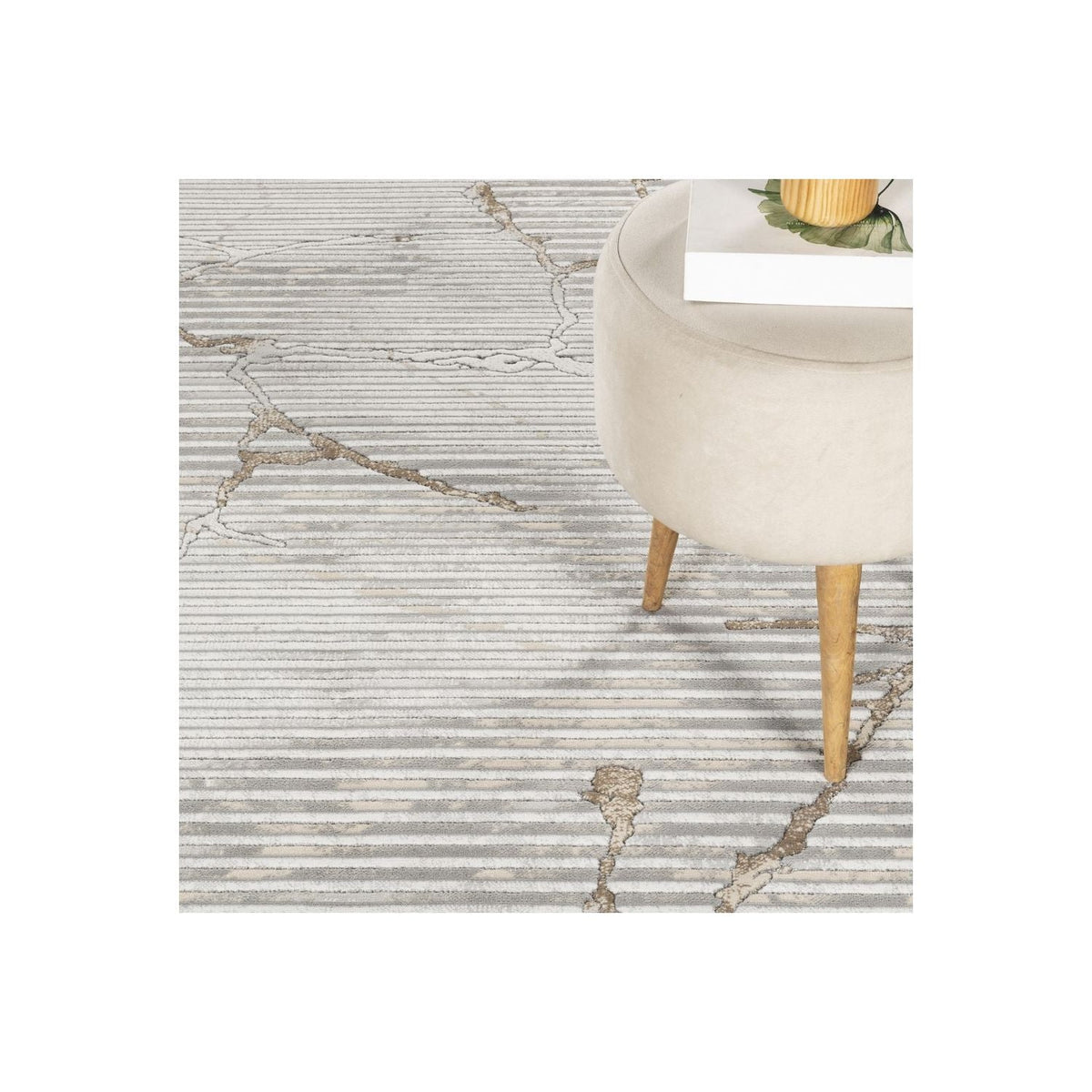Geometric Ivory and Gray Area Rug with 3D Effect by HouseOfZazla on Tampa Home & Garden Store