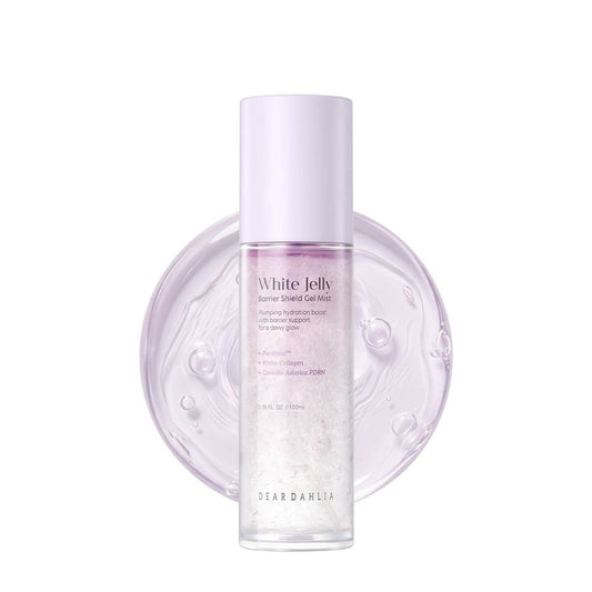 Dear Dahlia White Jelly Barrier Shield Gel Mist 100ml bottle with lavender cap face serum on Tampa Home & Garden Store