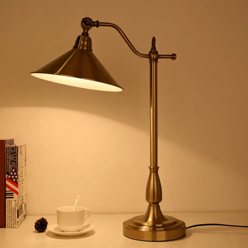 Bronze conical table lamp Decorbites with brass finish and adjustable arm on Tampa Home & Garden Store