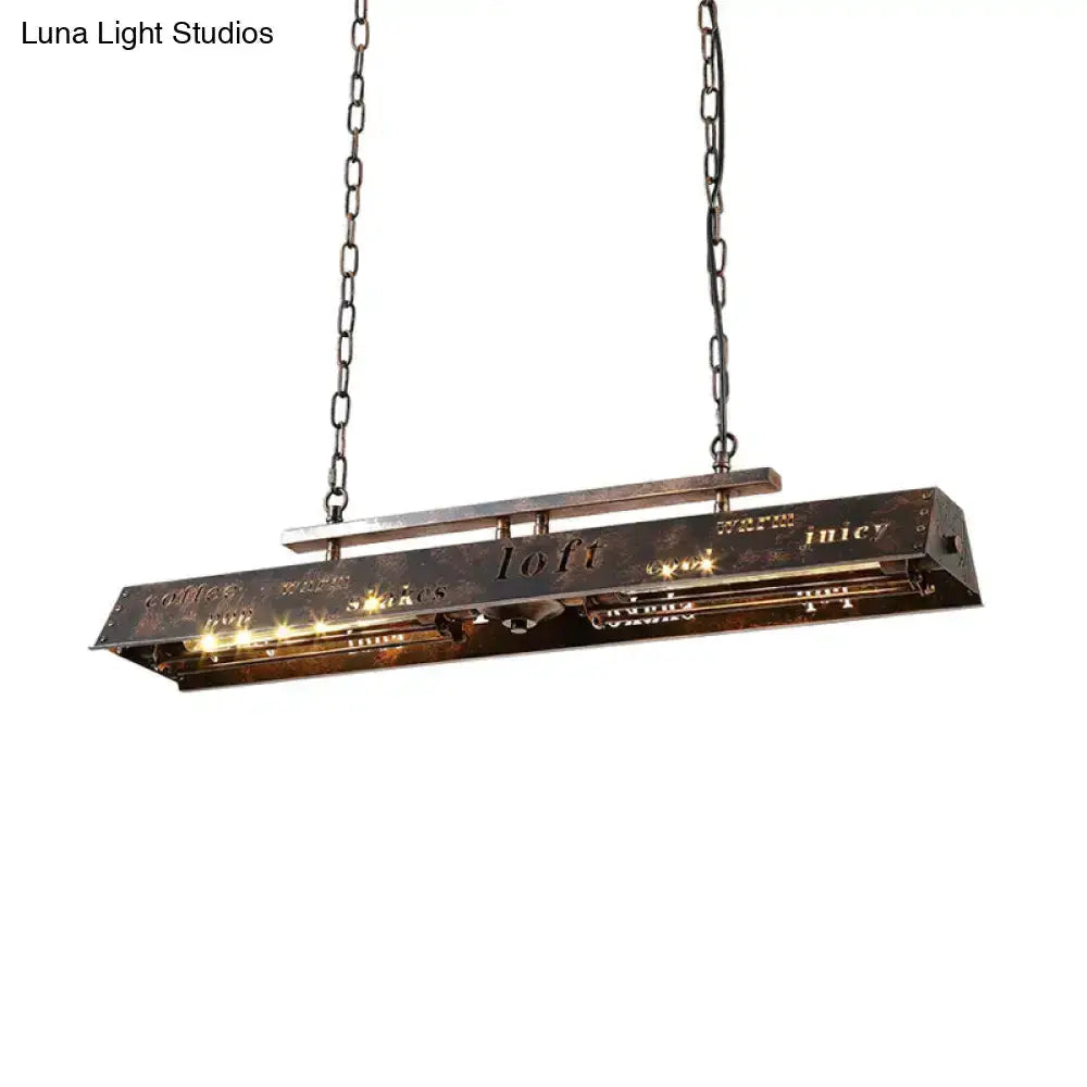 Industrial brass island pendant light with etched metal lamp, two chain suspension Decorbites on Tampa Home & Garden Store