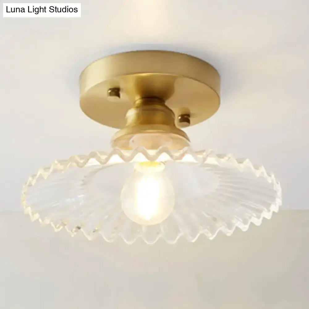 Classic Brass and Glass Ceiling Light for Hallway